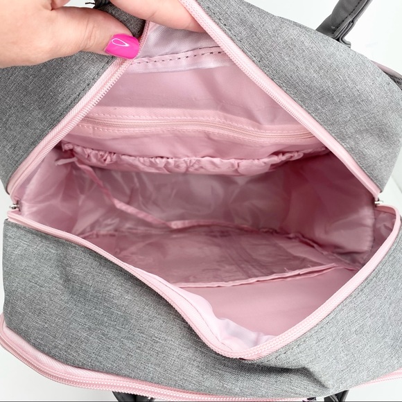 Disney Mickey Mouse 14 Pocket Multi-piece Backpack Diaper Bag Pink Gray 🌟NEW🌟 - Picture 15 of 16